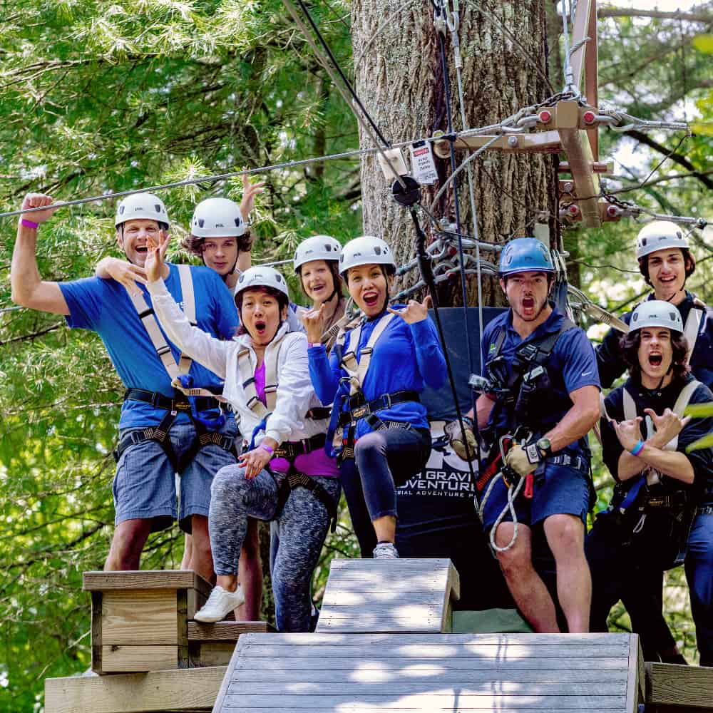 People on a tree platform at HGA