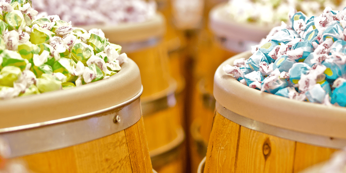 General store candy barrels