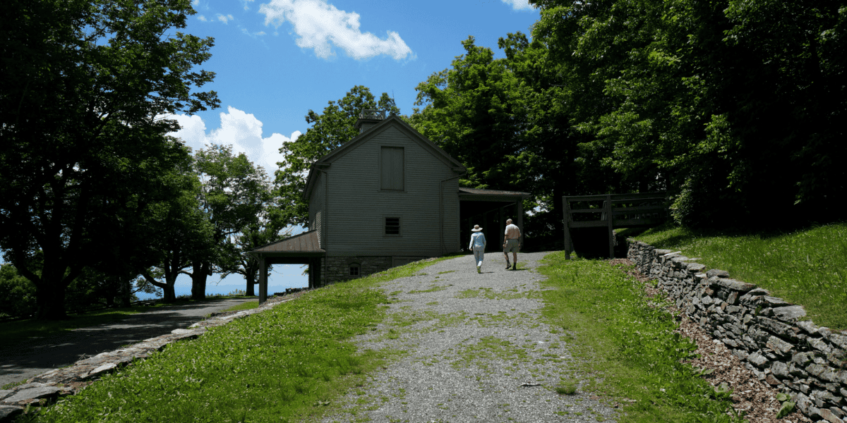 couple hiking in moses cone memorial park