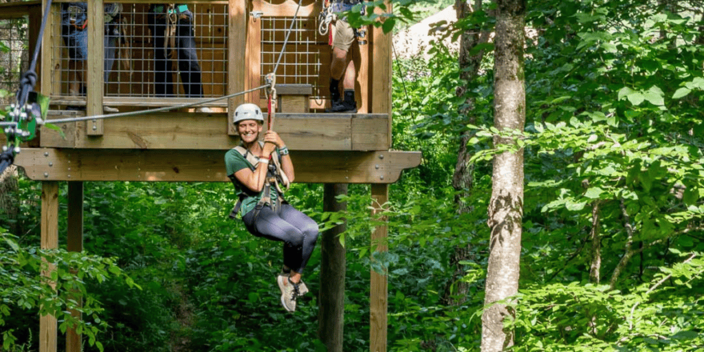 person on a zipline