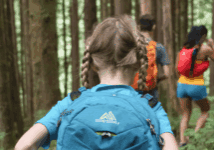 family hiking near boone